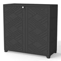 SHINEOFI Outdoor Cabinet, Black, 34x15x34in - Space-Saving Resin Shed for Balcony Corner & Entrance Organization