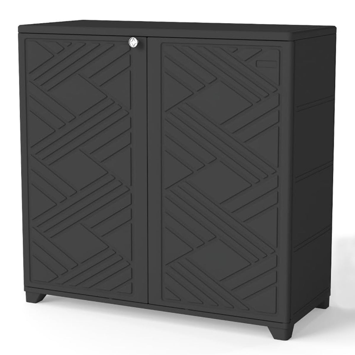 SHINEOFI Outdoor Cabinet, Black, 34x15x34in - Space-Saving Resin Shed for Balcony Corner & Entrance Organization