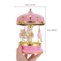 SHINEOFI Carousel Music Box ¨C Glittering Rotating Wooden Horse with Flashing Lights ¨C Pink Desktop Ornament & Gift for Girls