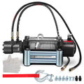SHINEOFI Hydraulic Winch 15000LBS, BMR80 Hydraulic Motor with 36:1 Gear Ratio, 2/5" x 78FT Steel Cable Winch for Trailers & Vehicle Recovery Fuel Hoses & Slip Hook Included