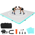 SHINEOFI 9.84*9.84ft Wrestling Mat Martial Arts Thick Mat for Home Gym Exercise PVC or Inflatable Training Mats with Circles for Gymnastics Tatami white