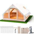 SHINEOFI Inflatable Tent for Camping 13FTx10FT, Blow Up Tent House with Hand Pump, Waterproof Oxford Tent with Stove Jack for 5-8 Person