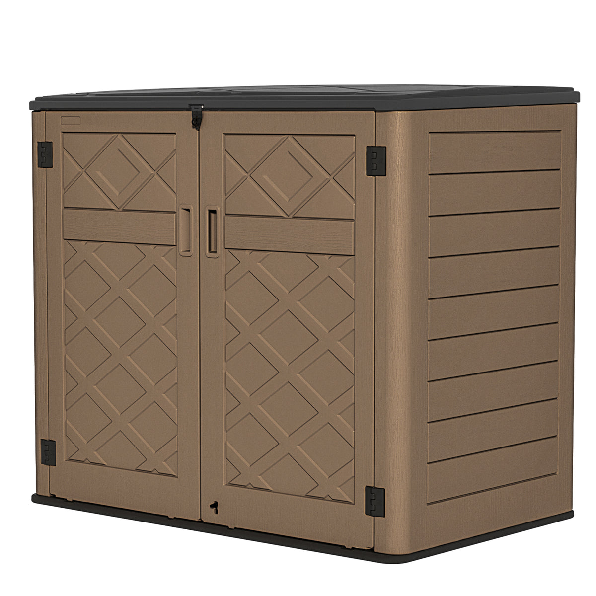 SHINEOFI Larger Outdoor Storage Shed Weather Resistance, Horizontal Outdoor Storage Box Waterproof for Garden, Patios, Backyards, 48 Cu.ft Capacity Brown