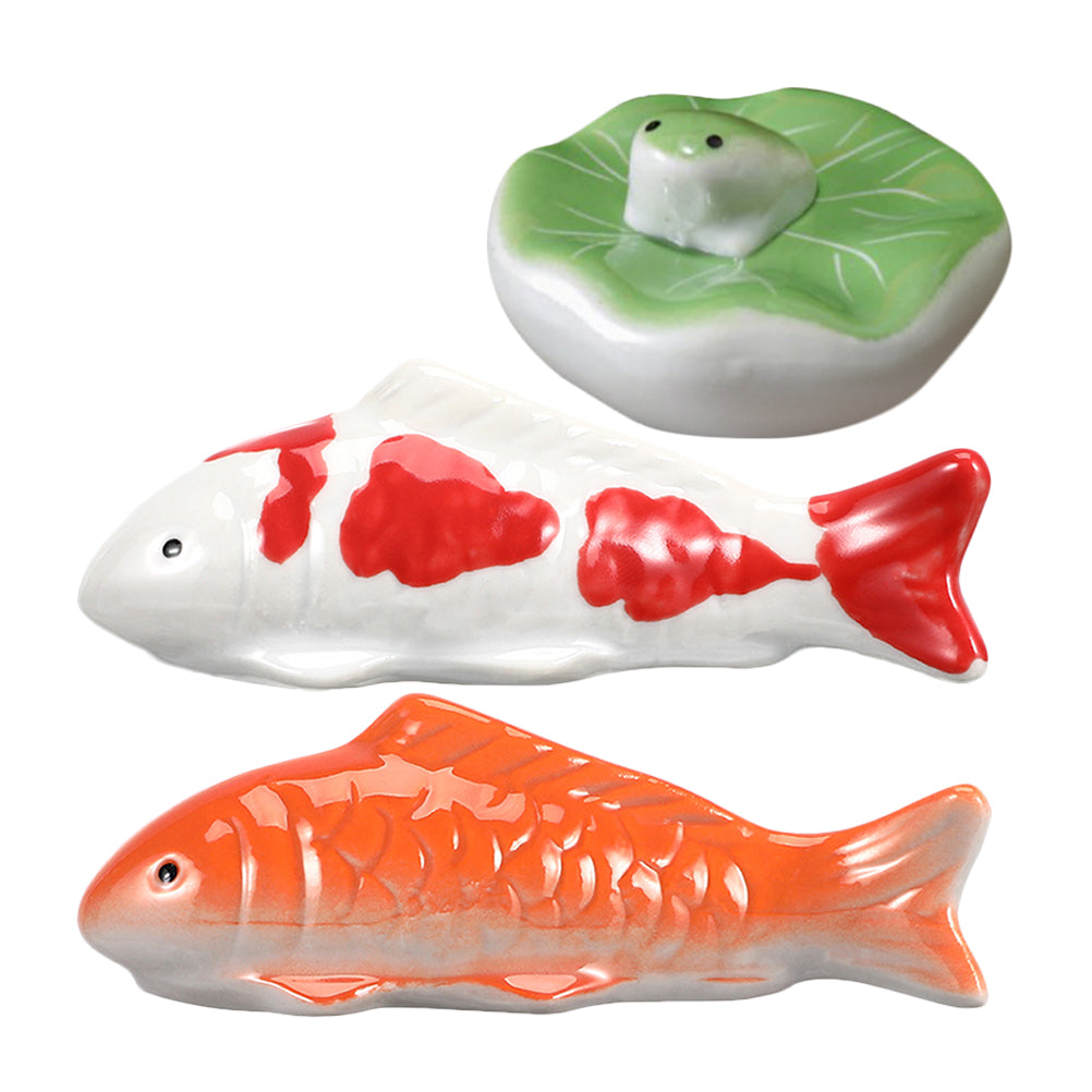 SHINEOFI 3pcs Koi Fish Floatable Figurines ¨C Ceramic Floating Goldfish for Aquarium, Pond, or Tea Pet Decor ¨C Realistic Fish Tank Ornaments