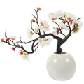 SHINEOFI Household Simulated Flower Bonsai ¨C Artificial Wintersweets Potted Plant ¨C Faux Ceramic Desktop Ornament for Home Office Decor