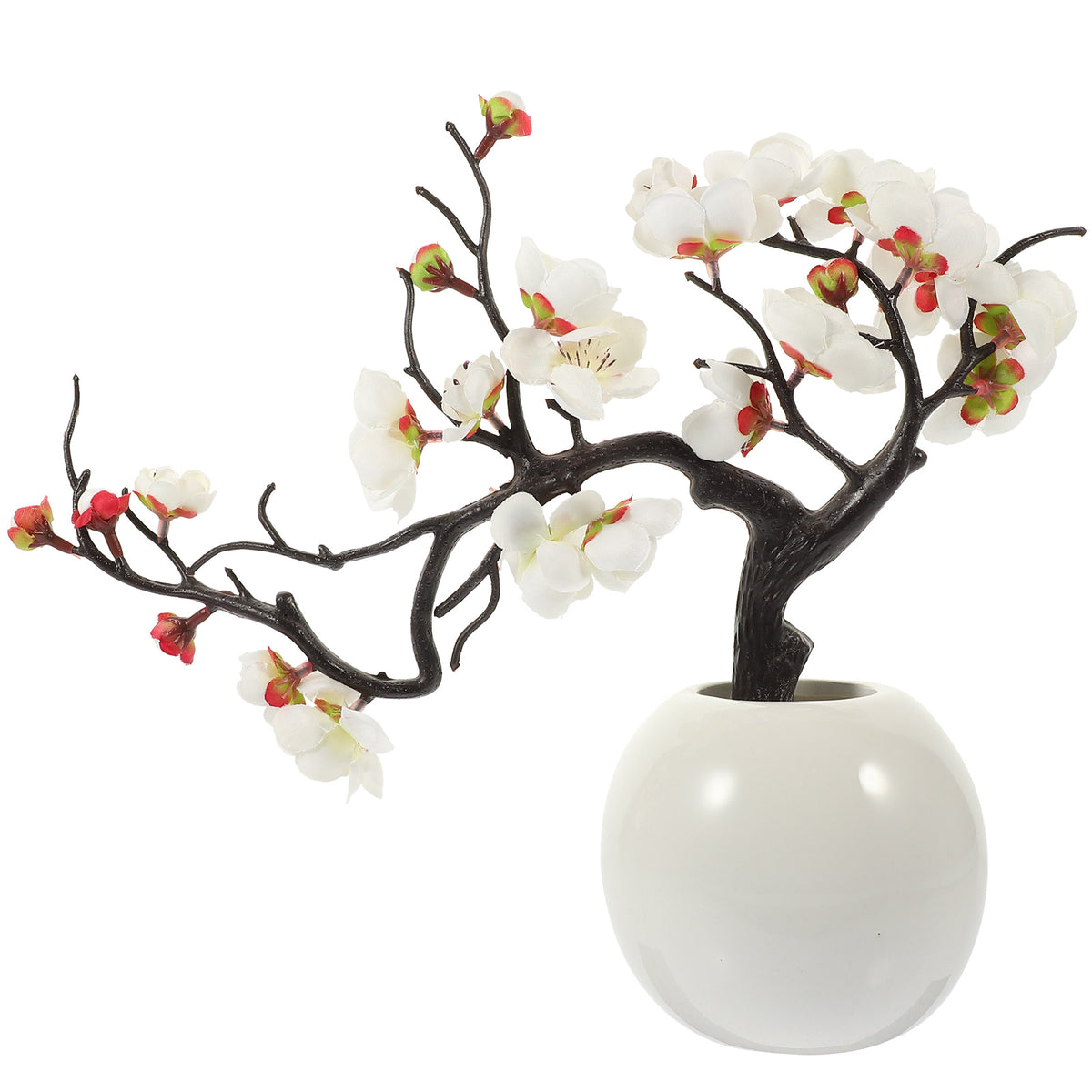 SHINEOFI Household Simulated Flower Bonsai ¨C Artificial Wintersweets Potted Plant ¨C Faux Ceramic Desktop Ornament for Home Office Decor