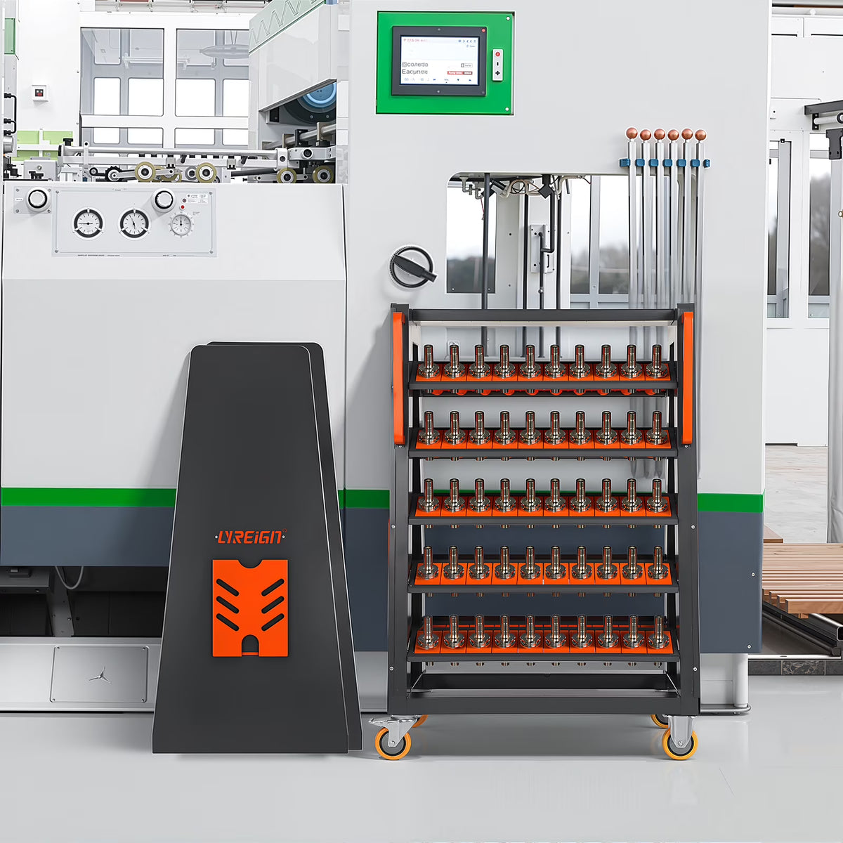 SHINEOFI CAT40 CNC Tool Cart ¨C 100 Capacity 5-Tier Rolling Cart with Wheels 40 Taper Tool Holder Mobile Organizer for Factory & Garage
