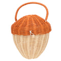 SHINEOFI Kids Rattan Handbag, Woven Basket for Outings, Photography Prop & Storage - Chocolate/Khaki