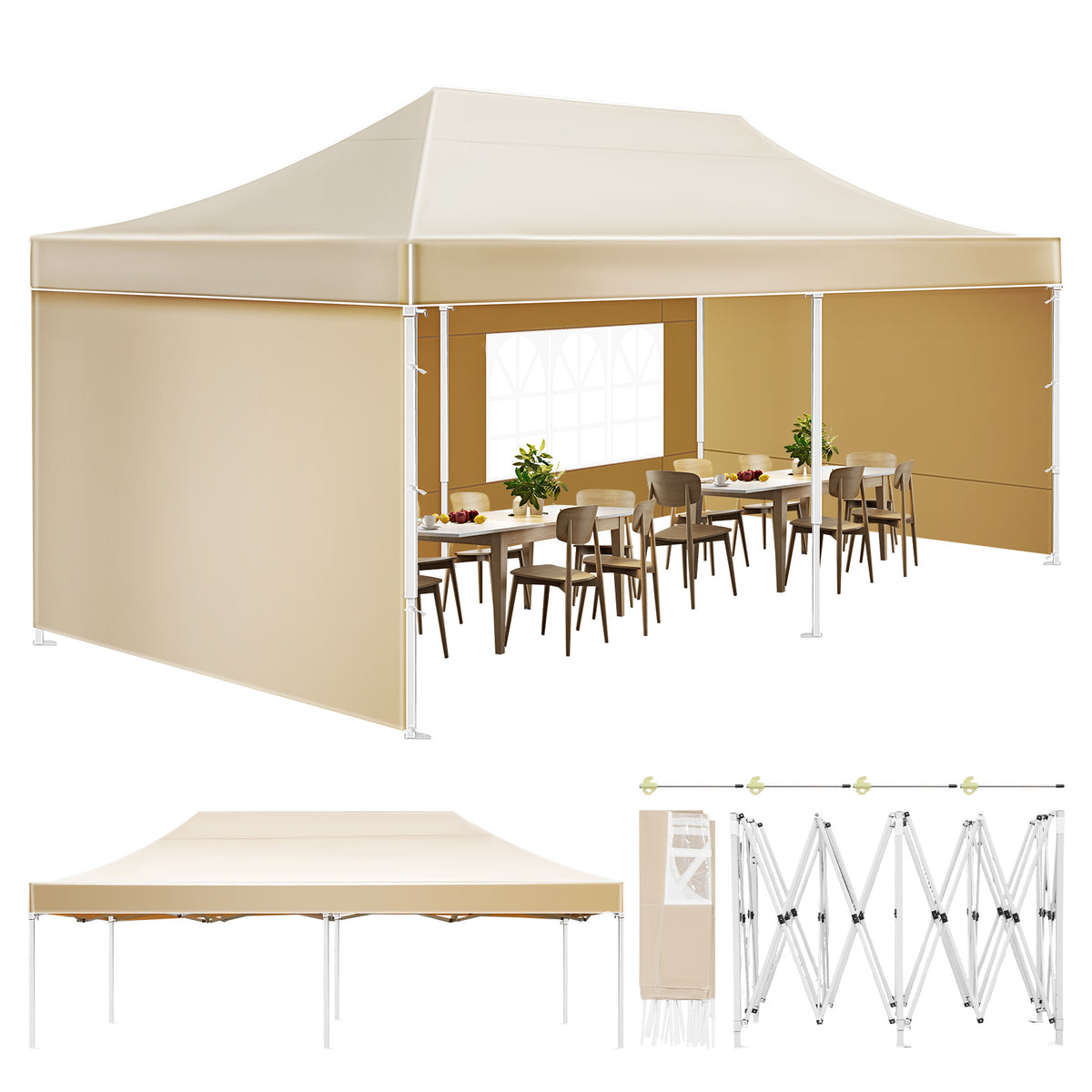 SHINEOFI 10x20 Pop Up Canopy Tent, Thicken Frame Commercial Heavy Duty Tent Outdoor Canopies for Events, Parties