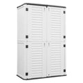 SHINEOFI Outdoor Storage Cabinet Waterproof, Resin Vertical Outdoor Storage Shed for Patio Furniture, Garden Tools, Pool Accessories, Mower Storage (66 Cu.ft, White)