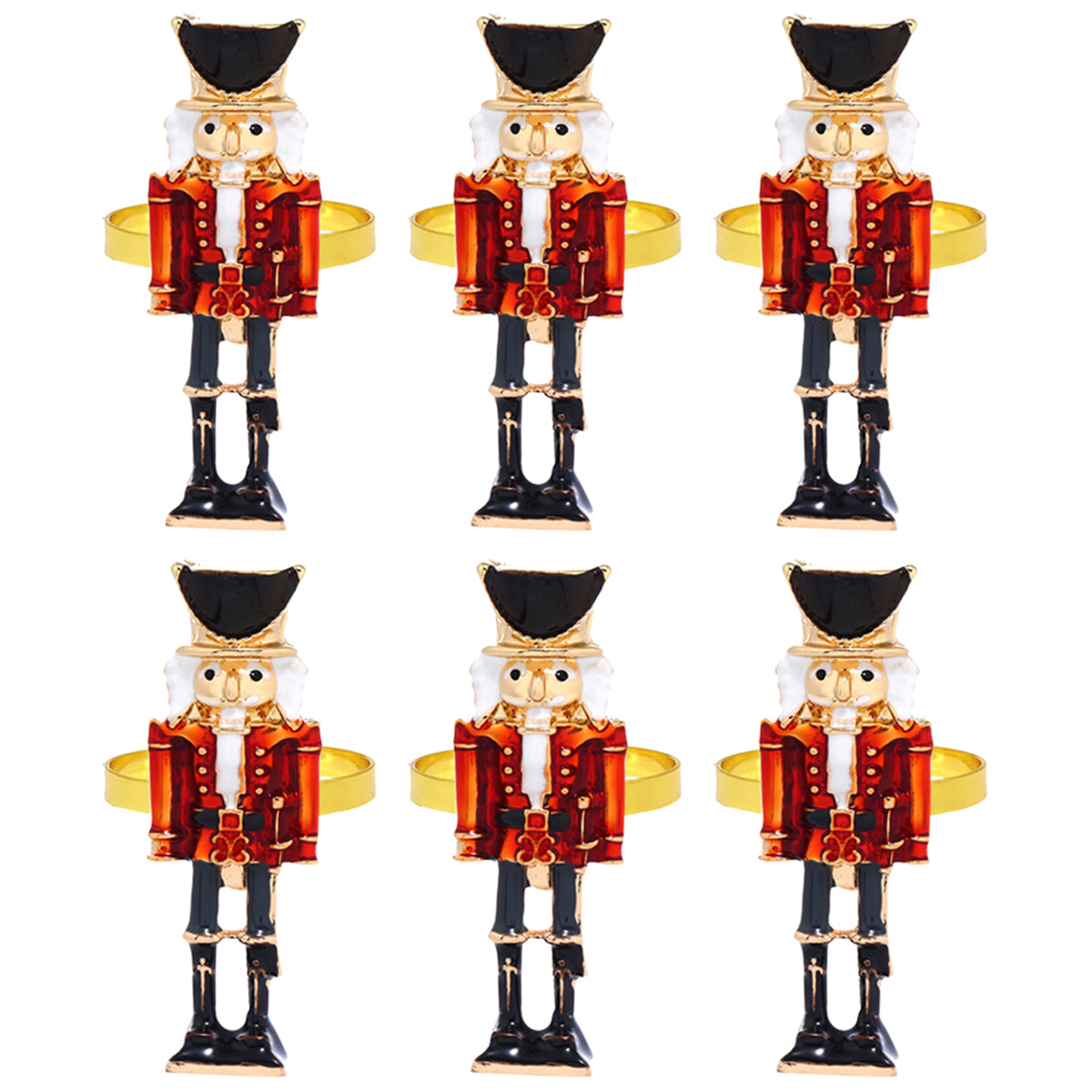 SHINEOFI 6pcs Metal Nutcracker Napkin Rings Christmas Nutcracker Shaped Napkin Holders Holiday Table Decor Party Supplies