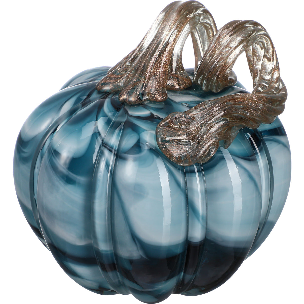 SHINEOFI Simulation Pumpkin Decor ¨C Glass Craft Ornament ¨C Blue Pumpkin Adornment for Home, Tabletop, or Fall Decoration