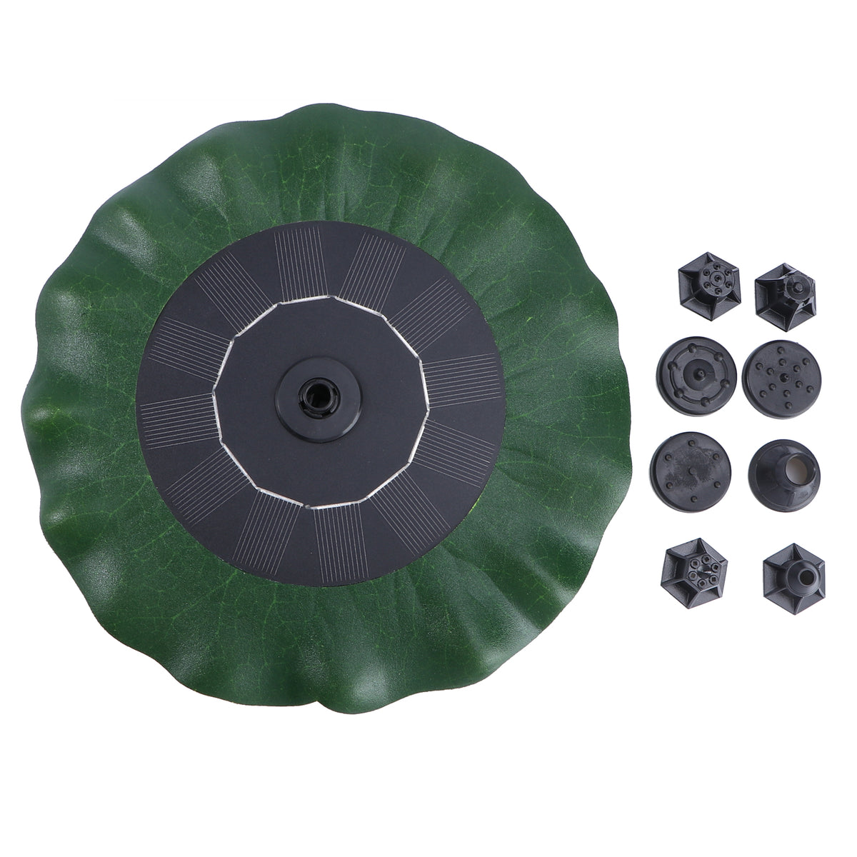 SHINEOFI Solar Floating Fountain AS180-0814B Lotus Leaf Shaped DC Brushless Pump Green 1-Count
