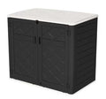 SHINEOFI Larger Outdoor Storage Shed Weather Resistance, Horizontal Outdoor Storage Box Waterproof for Garden, Patios, Backyards, 48 Cu.ft Capacity Black