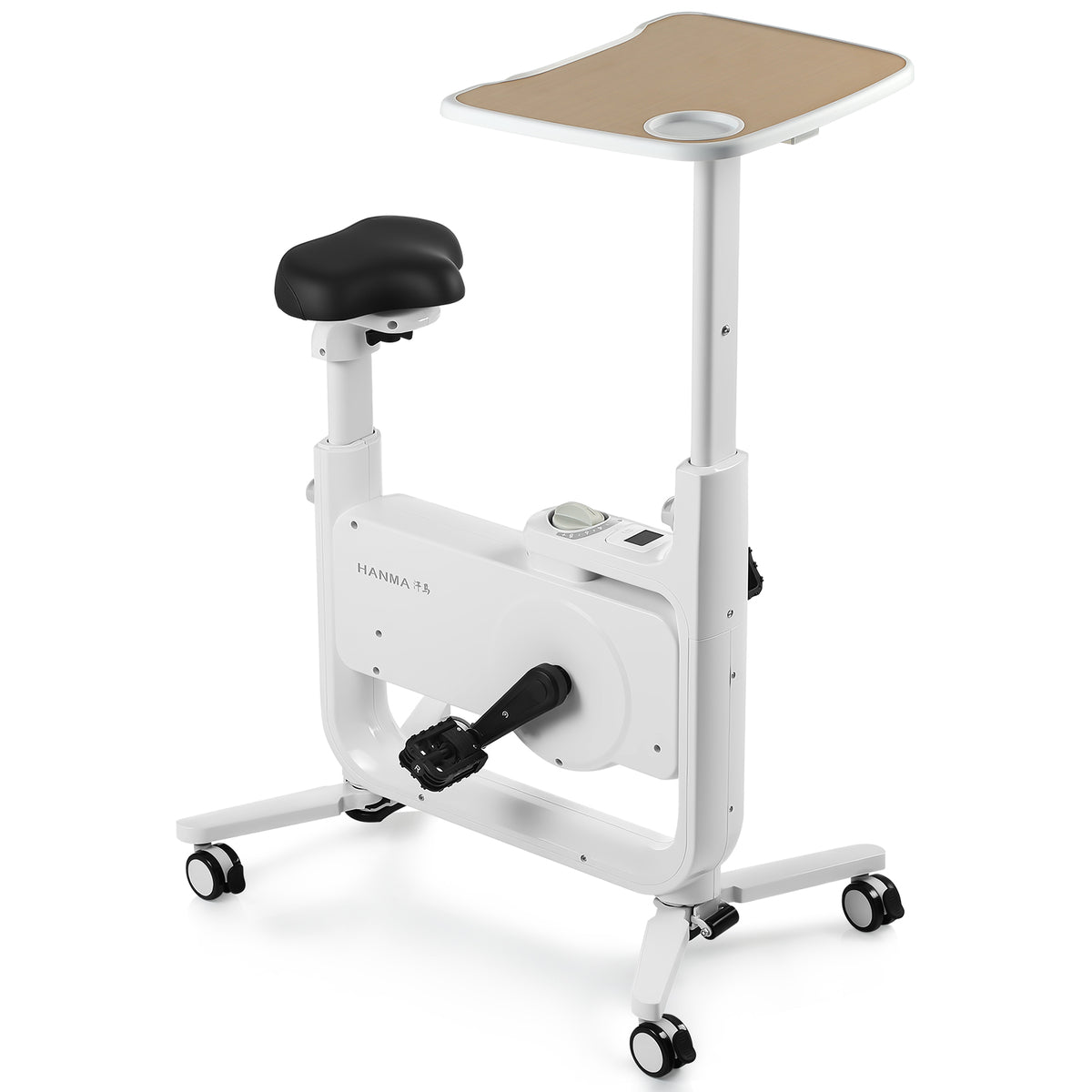 SHINEOFI Exercise Bike with Desk All-in- Desk Bike Stationary, Adjustable Resistance Indoor Workstation Bike 264 LBS Heavy Duty Magnetic Exercise Bike for Home Office
