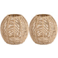 SHINEOFI 2pcs Imitation Rattan Woven Lampshade ¨C Hanging Lamp Cover for Pendant Light ¨C Farmhouse Rustic Chandelier Cover (E27)