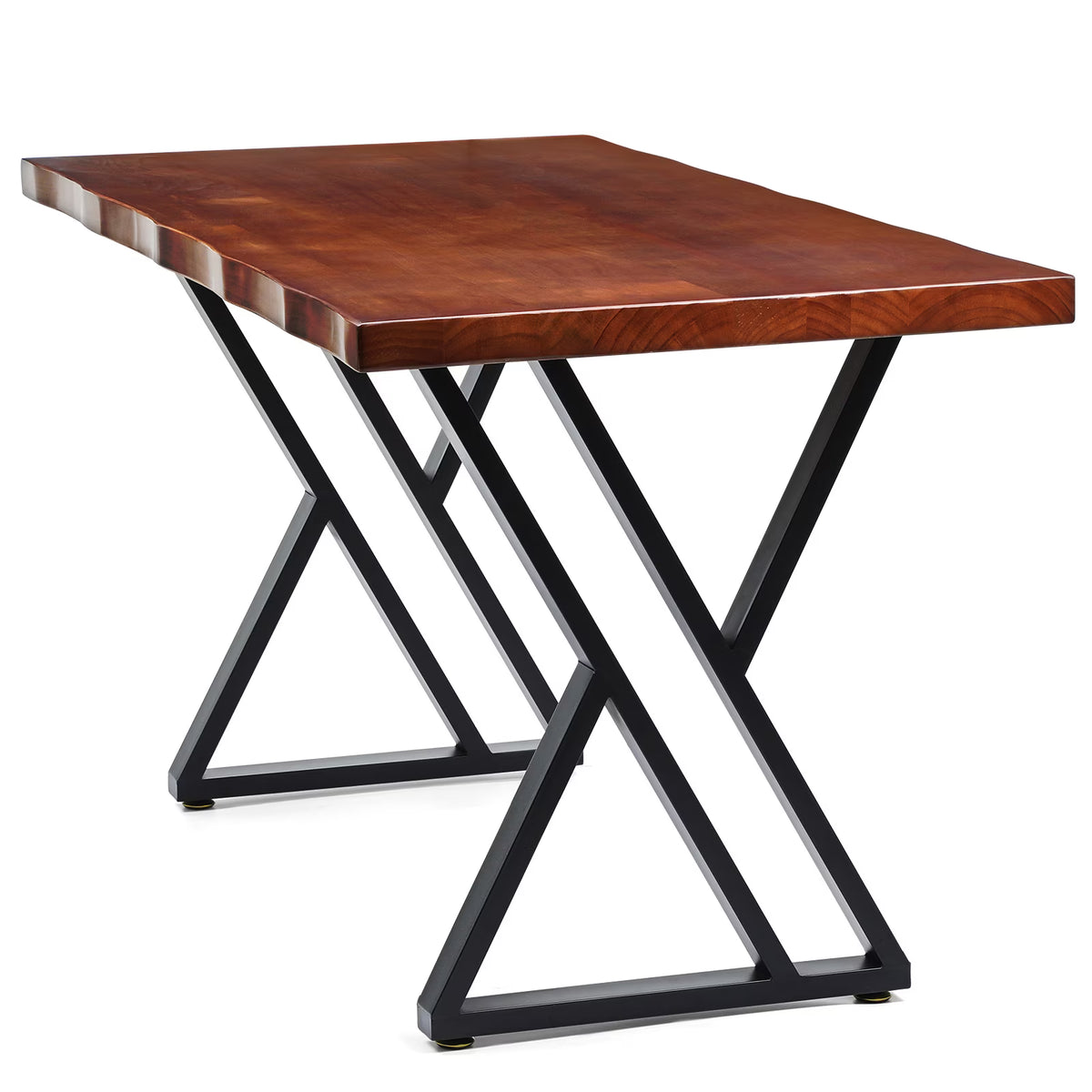 SHINEOFI 55inch Solid Wood Desk, Wide Home Office Desk Metal Modern Industrial Writing Table Workstation Study Table Furniture in Aged Brown for Workspace