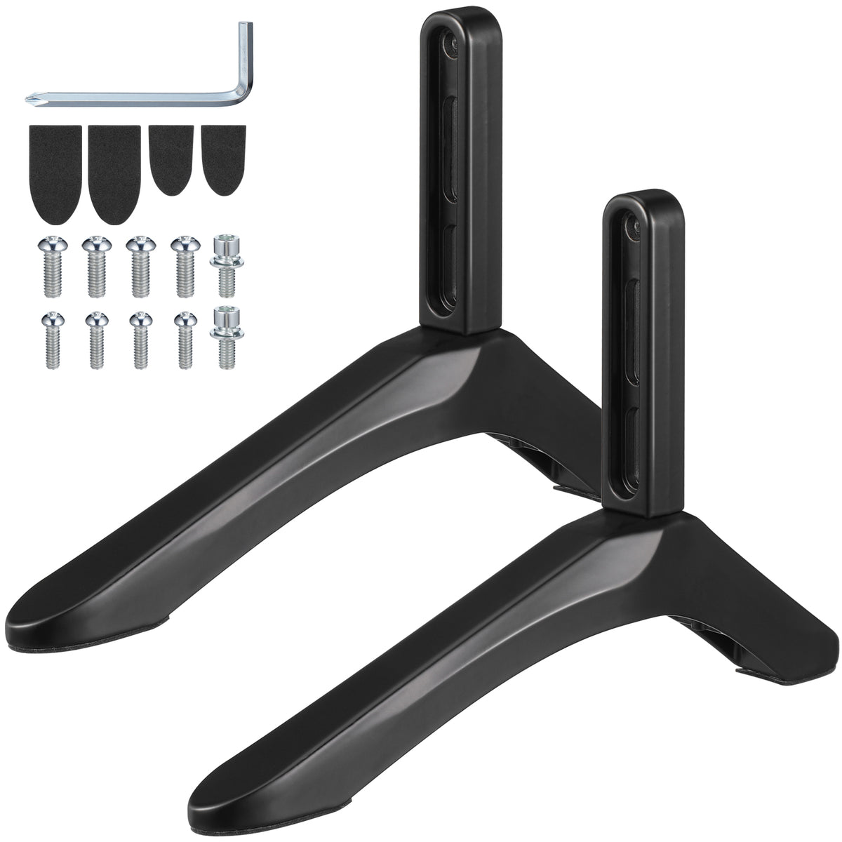 SHINEOFI 1 Set TV Stand Tabletop Support Holder TV Base Bracket Aluminum Alloy for 20-55mm Hole Distance up to 45kg Black
