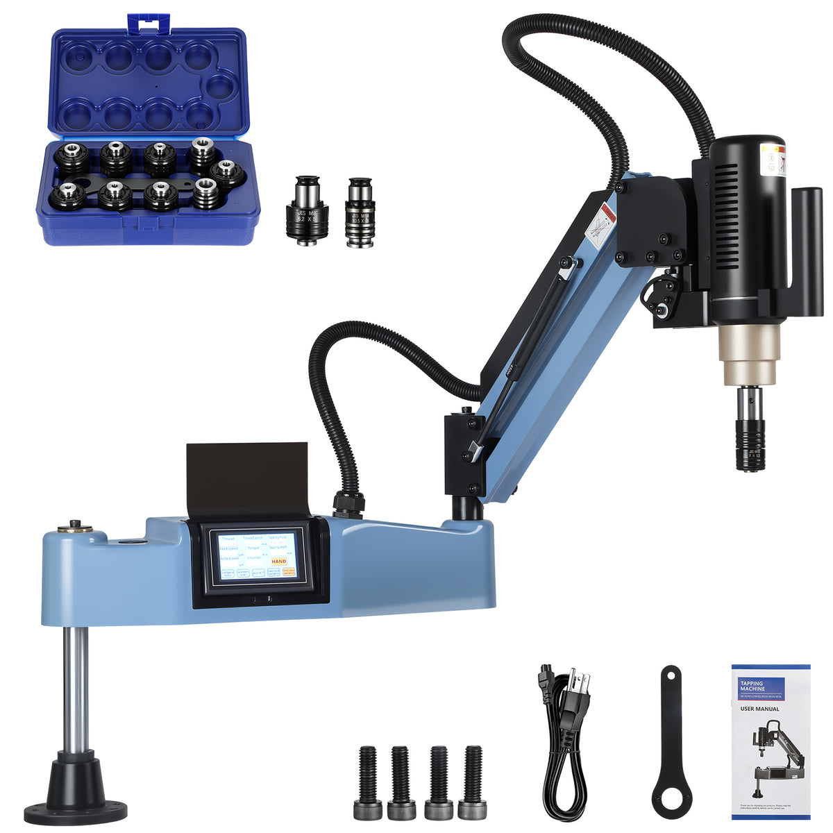 SHINEOFI Electric Tapping Machine M3- , 360¡ã Multi-Direction Tapping Machine 0-375rpm/min 8PCS Collets Voltage AC 110V for Machinery Manufacturing & Mold Machinery Industries